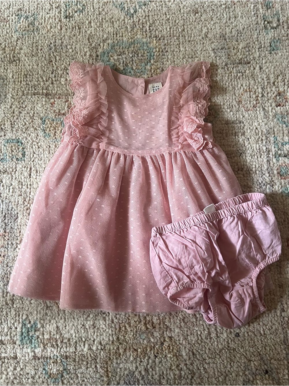 Baby Gap Pink Tulle Ruffle Dress + Bloomer 6–12 Months